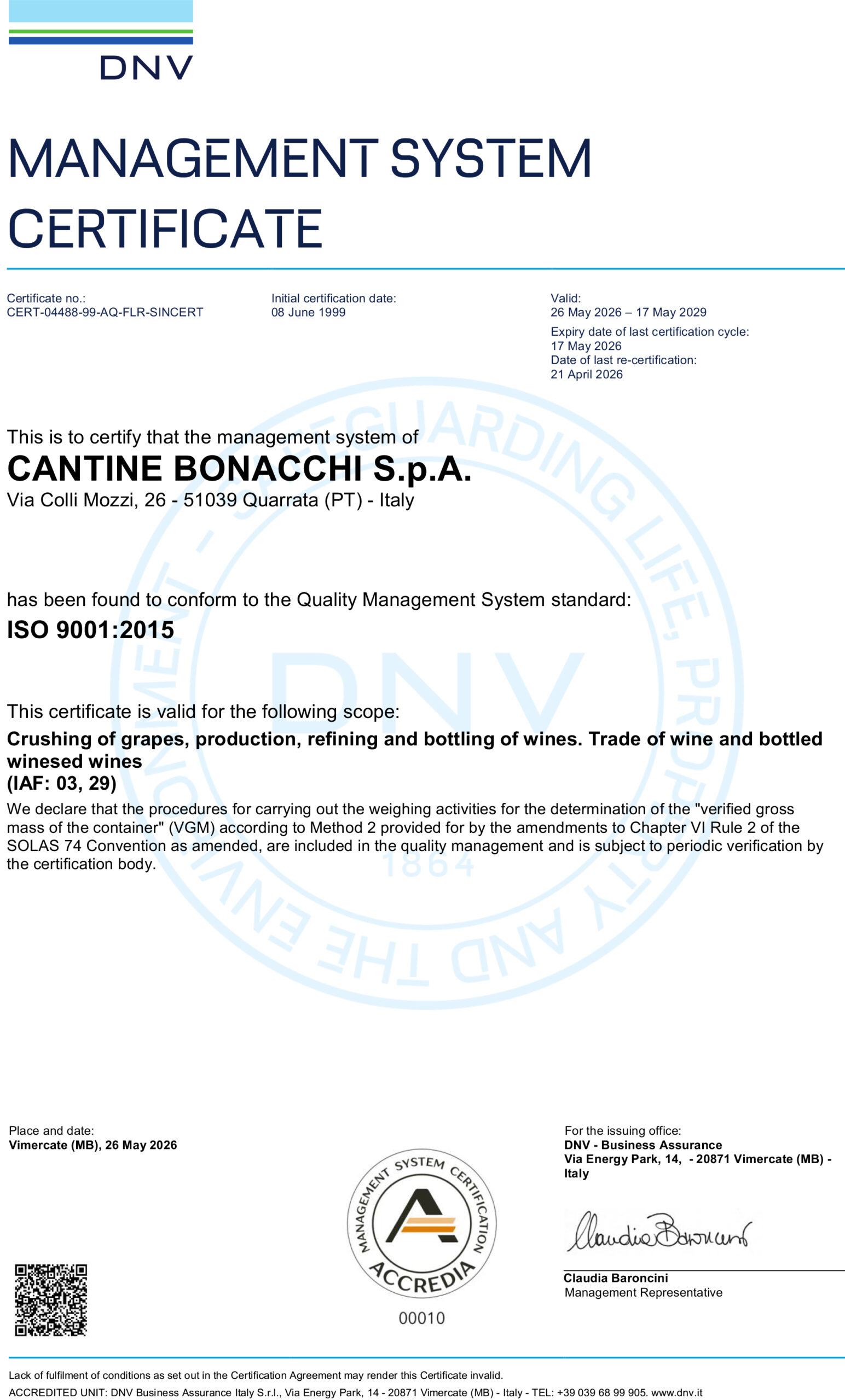 MSC Certificate